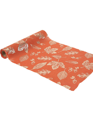 Terakota a zlaté podzimní listí mušelínový běhoun 28 cm x 3 m