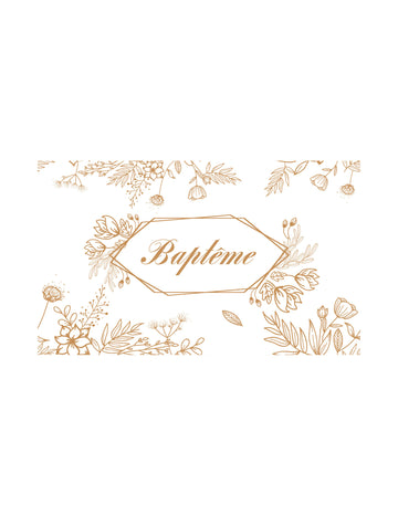 Zlatý květinový křest běžce 30 cm x 5 m bílá a zlatá