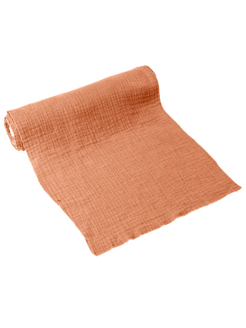 Ubrus z bavlněné gázy z terakotové tkaniny, starorůžový, 30 cm x 3 m