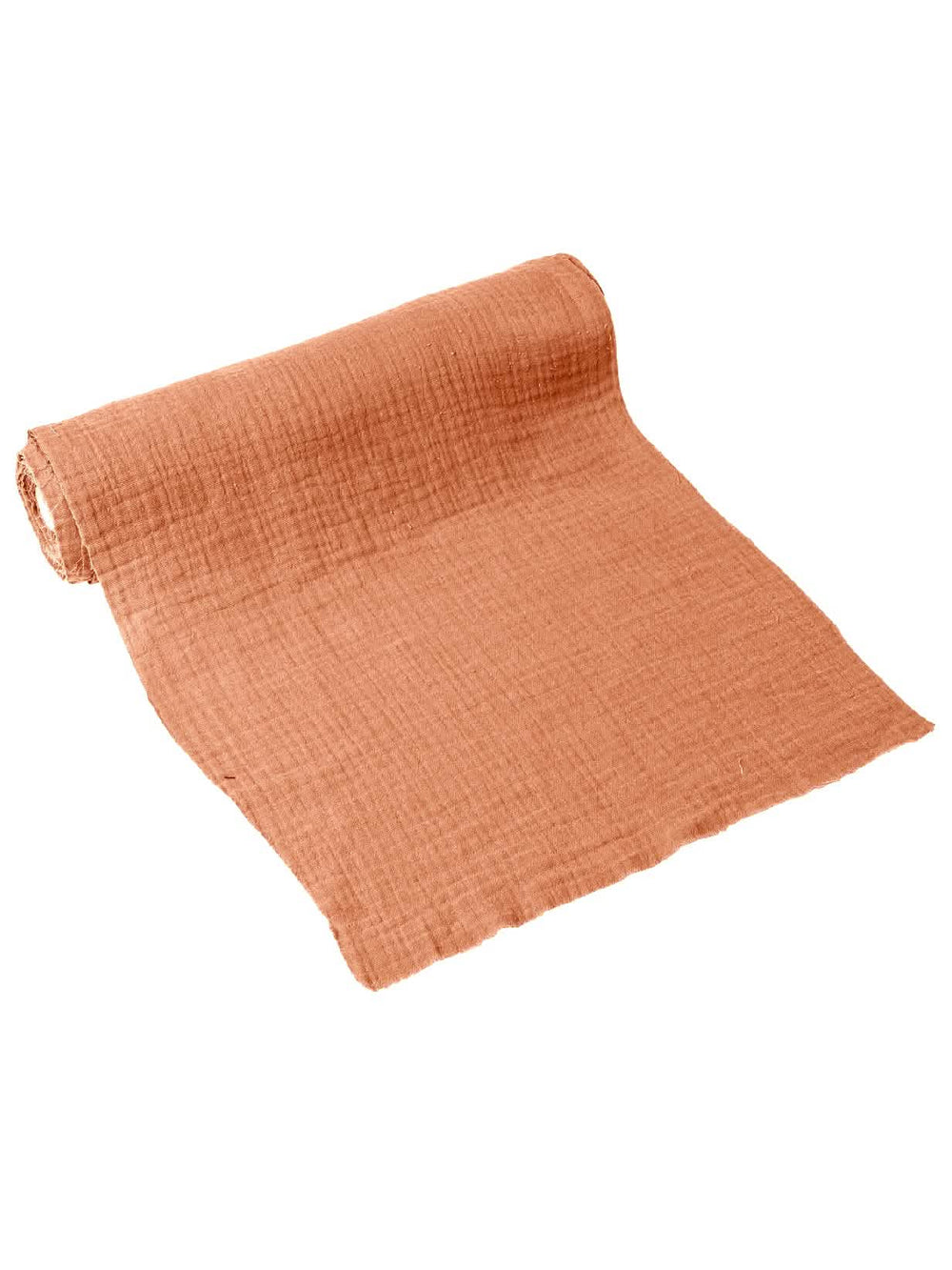 Běhoun na stůl z bavlněné gázy boho terakota stará růžová