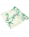 Chemin de table intissé feuillage bambou pour décoration zen blanc et vert