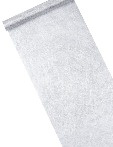 Stříbrný metalický netkaný běhoun 30 cm x 5 m
