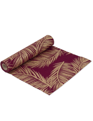 Elegantní a třpytivý běhoun na stůl z měděné kapradiny marsala 28 cm x 5m