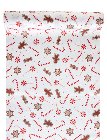 Vánoční pamlsky vzor běhoun na stůl 3m slavnostní bílá