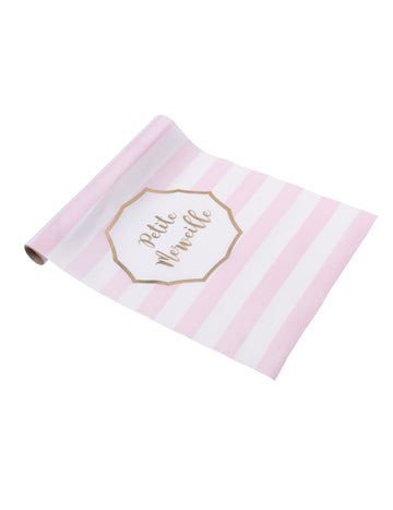 Růžovo-zlatý pruhovaný běhoun na stůl malý zázrak z látky 28 cm x 5m