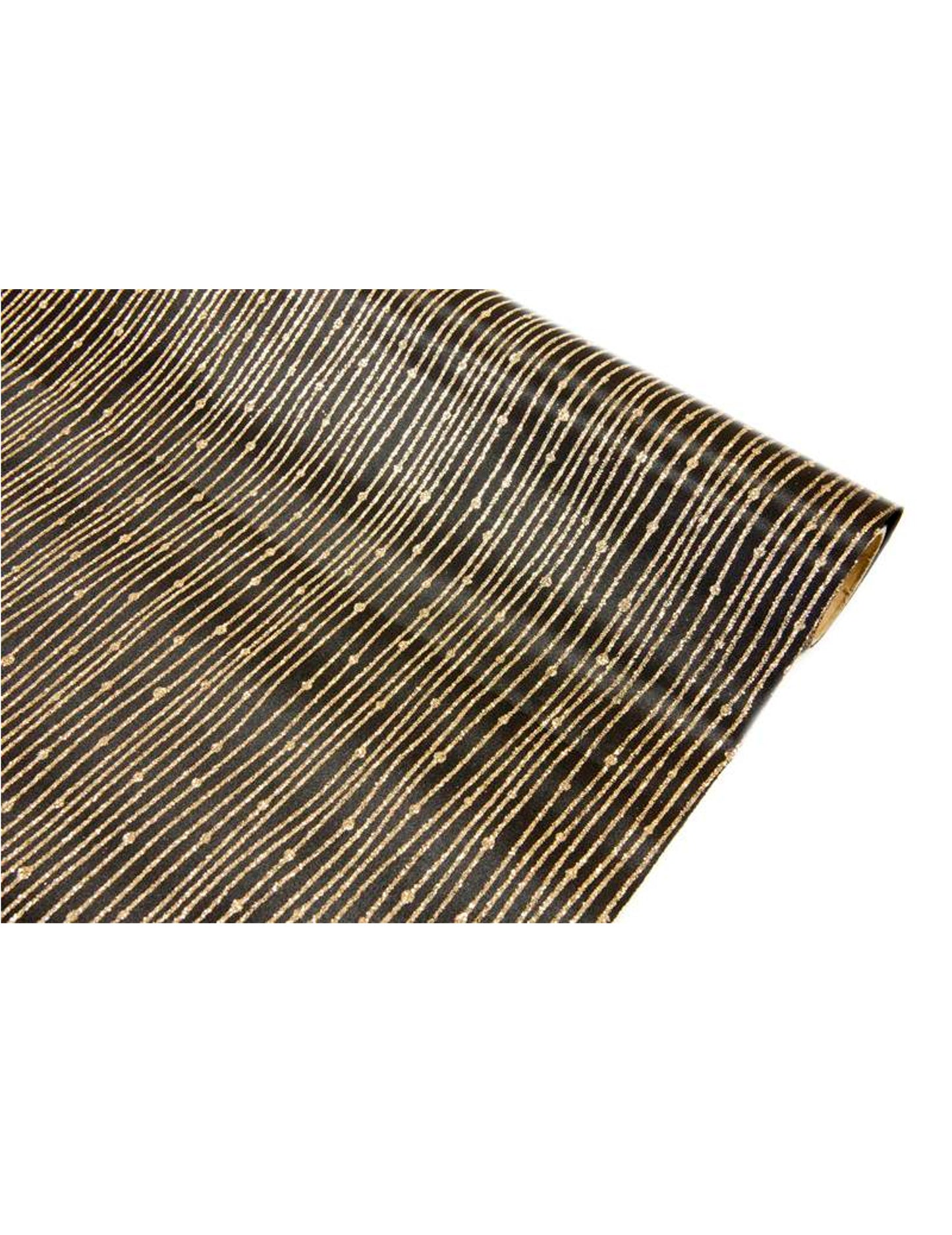 Černý saténový běhoun na stůl se zlatými flitry 28 cm x 5 m šik