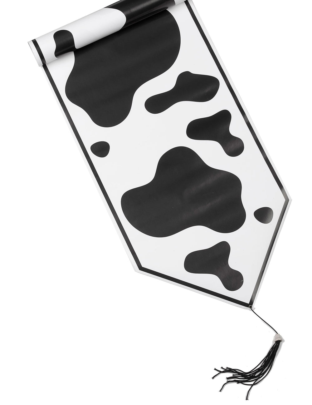 Chemin de table vache pour fête blanc et noir à taches en plastique