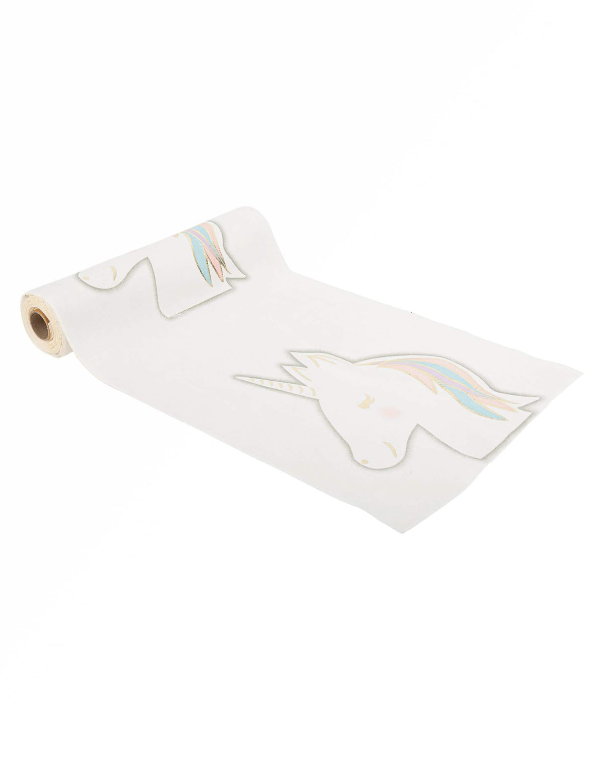 Chemin de table licorne pastel pour décoration de fête velours blanc