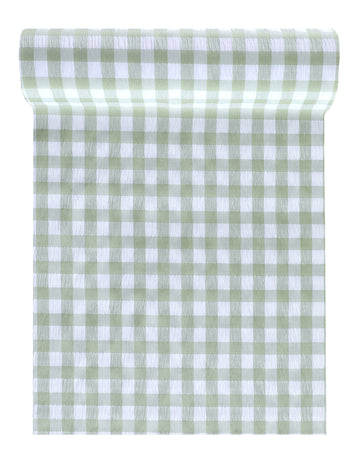 Mátový ginghamový běhoun na stůl 26 cm x 3 m polyester