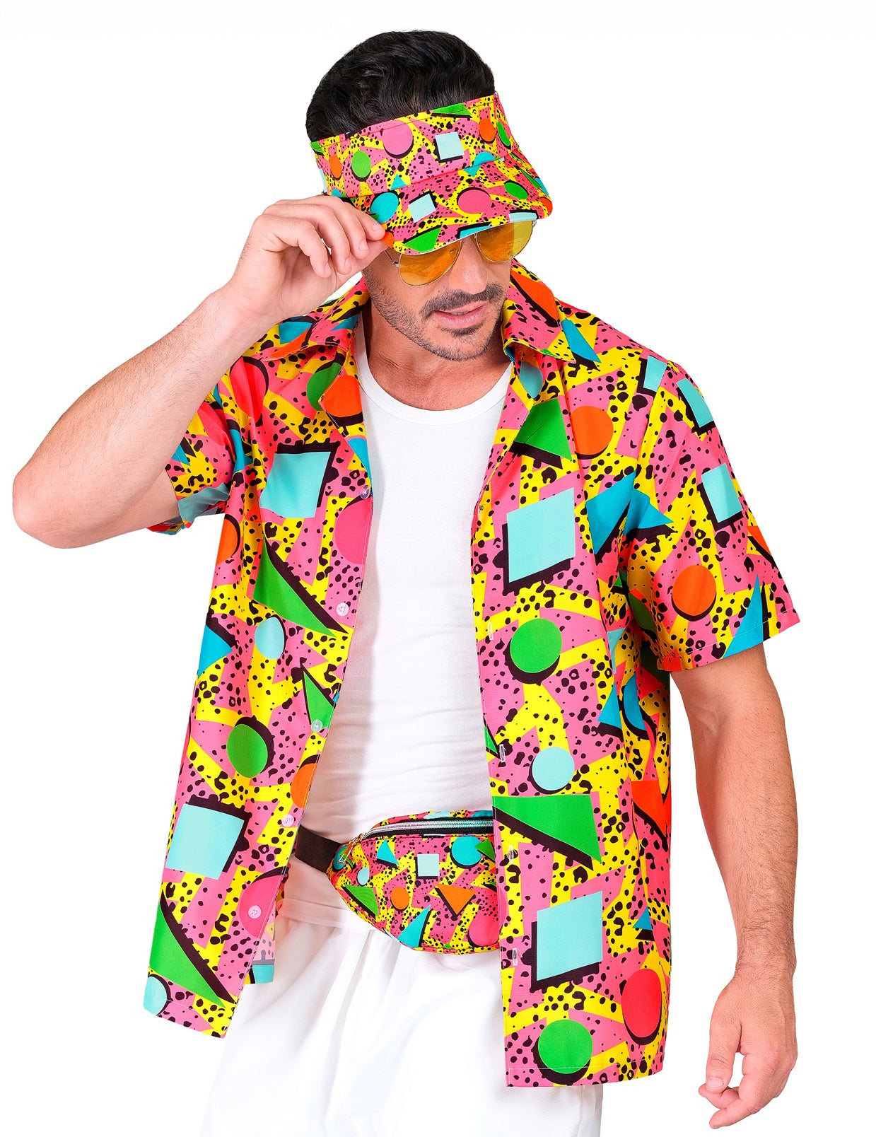 Chemise à motifs années 90 pour adulte multicolore