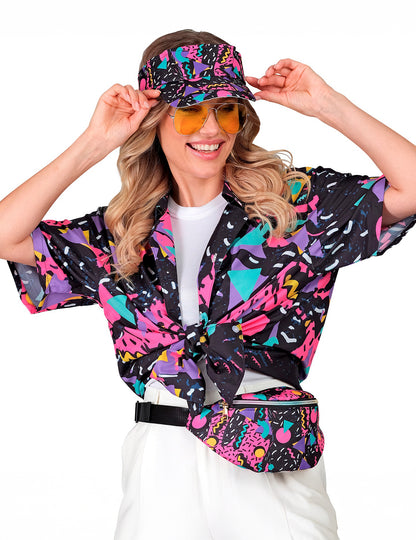 Černá košile pro dospělé s vzorem 90. let