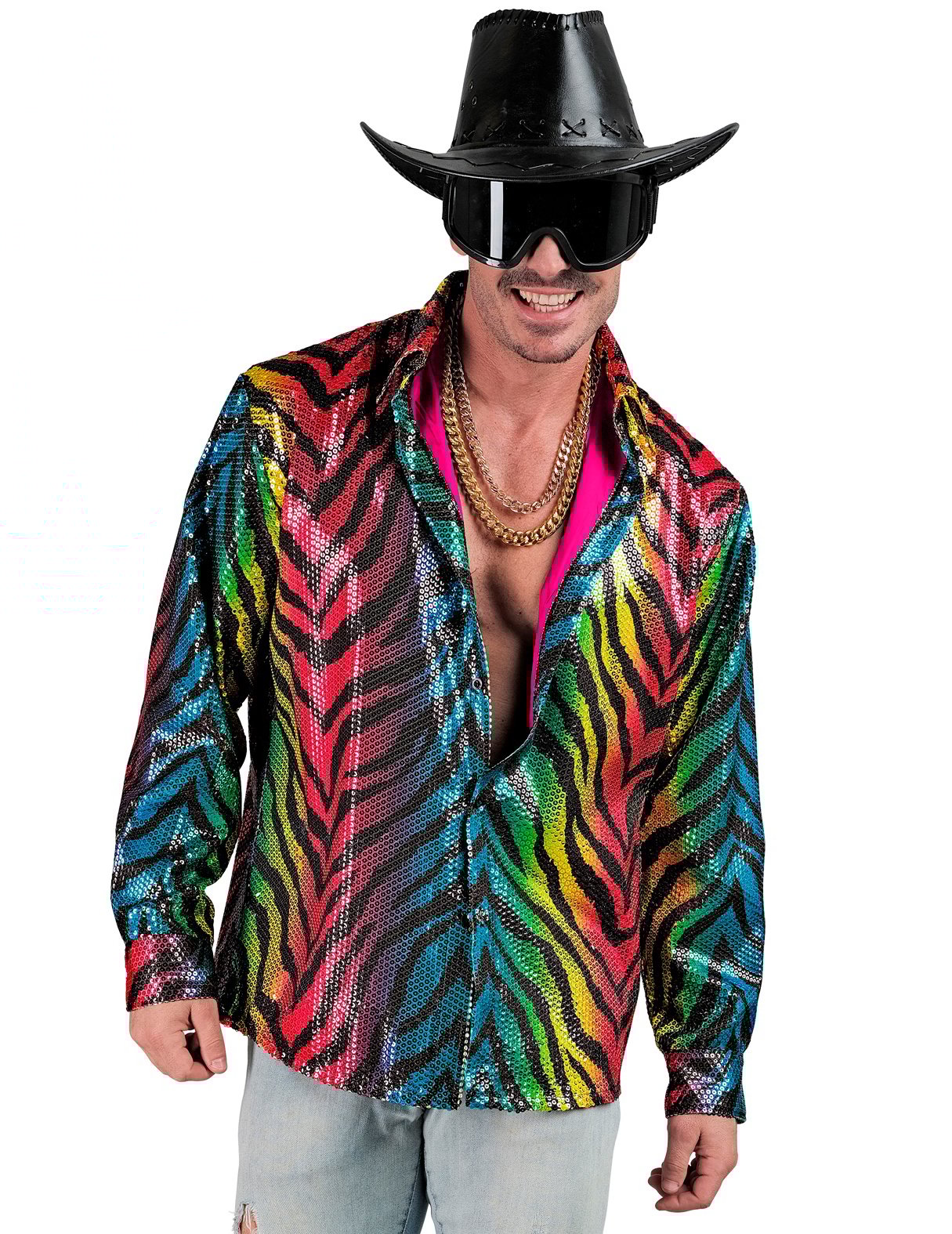 Pánské tričko s duhovým tygrem a flitry