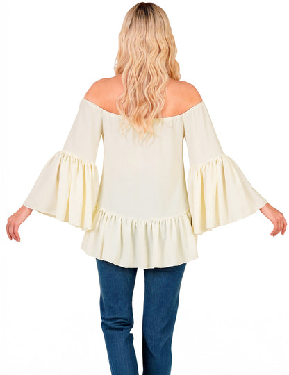 Damen 60er Hippie Shirt schulterfrei