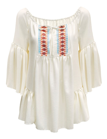 Damen 60er Hippie Shirt schulterfrei