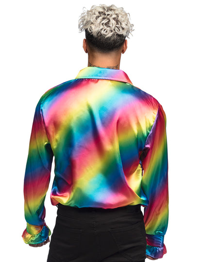 Vue de dos de la chemise disco arc-en-ciel pour adulte