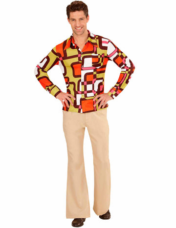 Pánská groovy geometrická košile ze 70. let 
