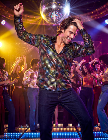 Špičková vícebarevná disco pánská košile