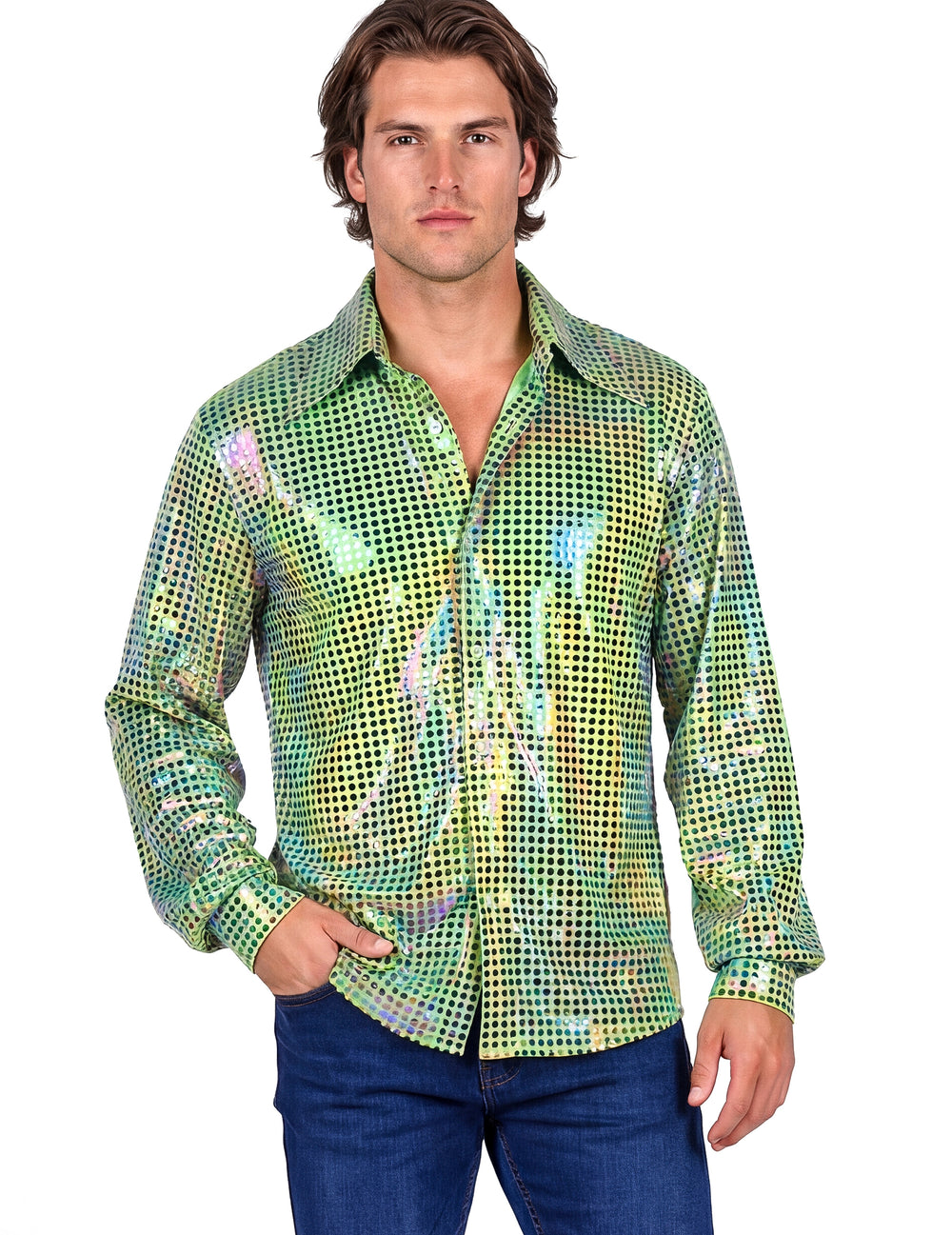 Vue de face de la chemise disco pour homme