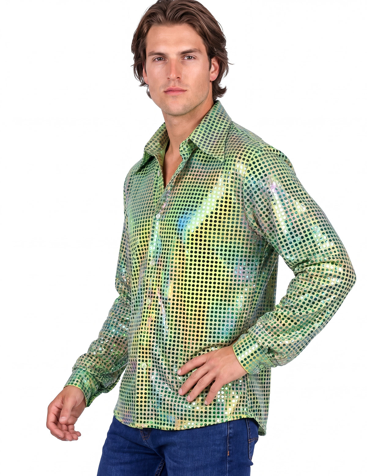 Vue de profil de la chemise disco pour homme