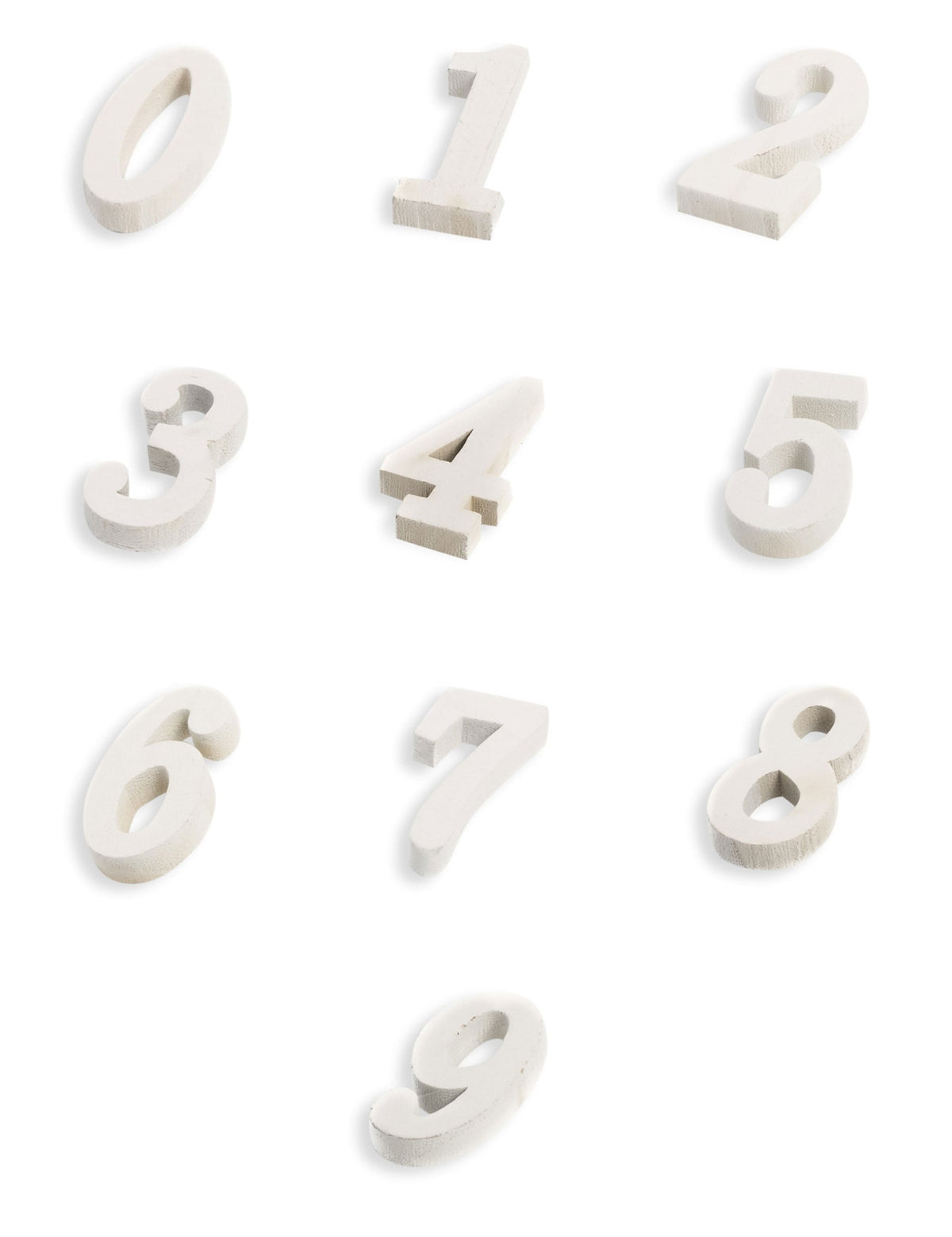 Assortiment des chiffres de 0 à 9 du chiffre en bois naturel pour mariage et anniversaire