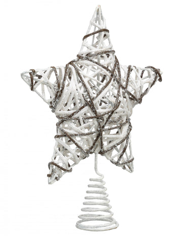 Špička na vánoční stromek z ratanu, třpytivá hvězda 20 x 25 cm 
