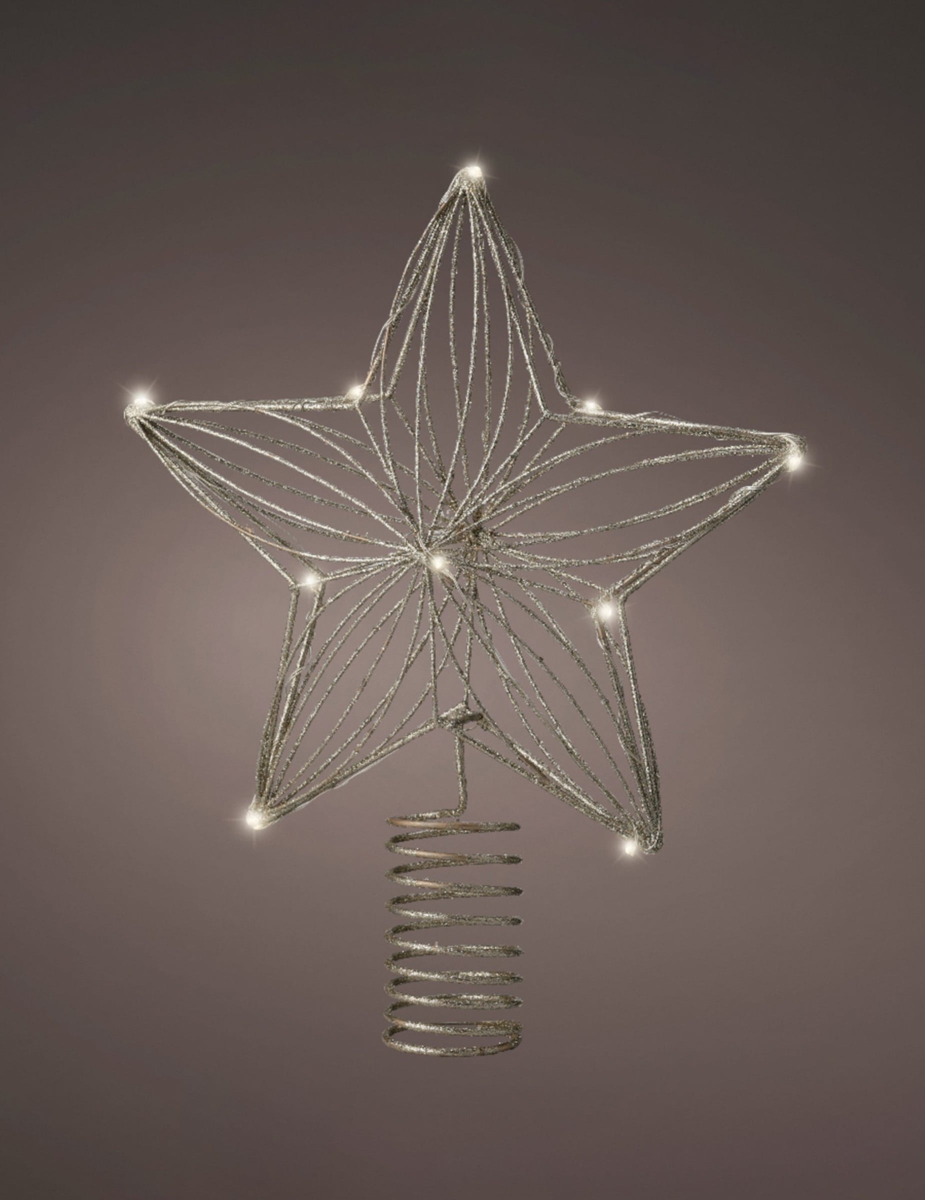 Cimier étoile pour sapin dorée à paillettes avec led