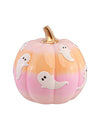 Dekorativní dýně Summerween z pryskyřice v přechodových barvách s duchy 14,5 x 14,5 x 14,8 cm