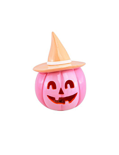 Dekorativní dýně Summerween z růžové pryskyřice s pastelově oranžovým kloboukem 12,5 x 12,3 x 17 cm