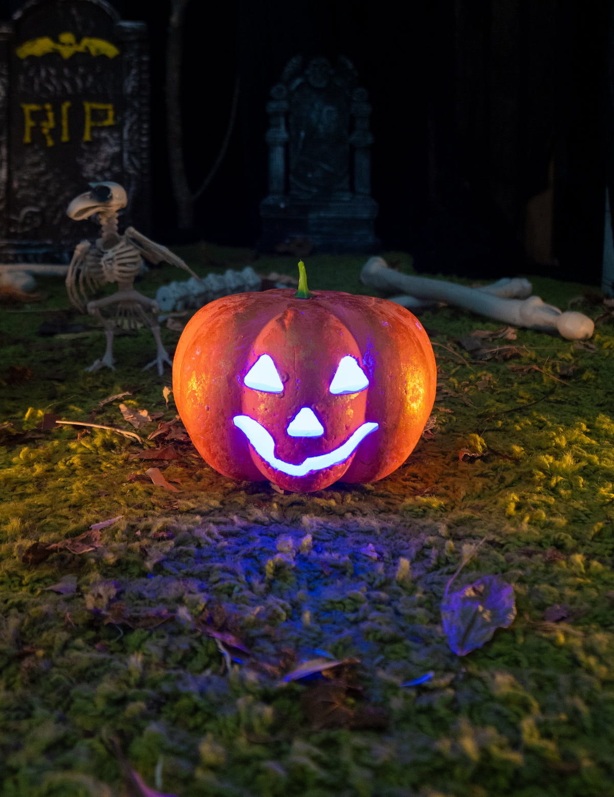 Halloweenské dýňové světlo 17 cm