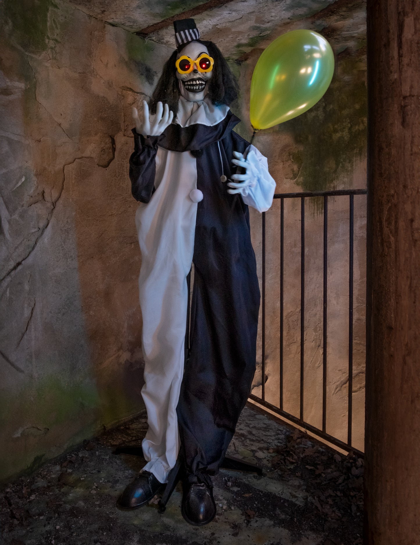 Animovaný strašidelný klaun 173 cm