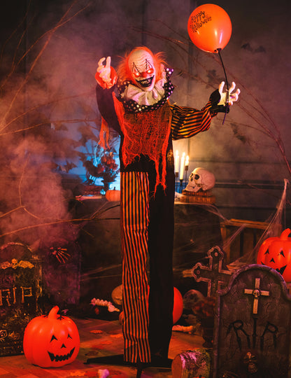 Animovaný zlý klaun na stojanu - 166 cm