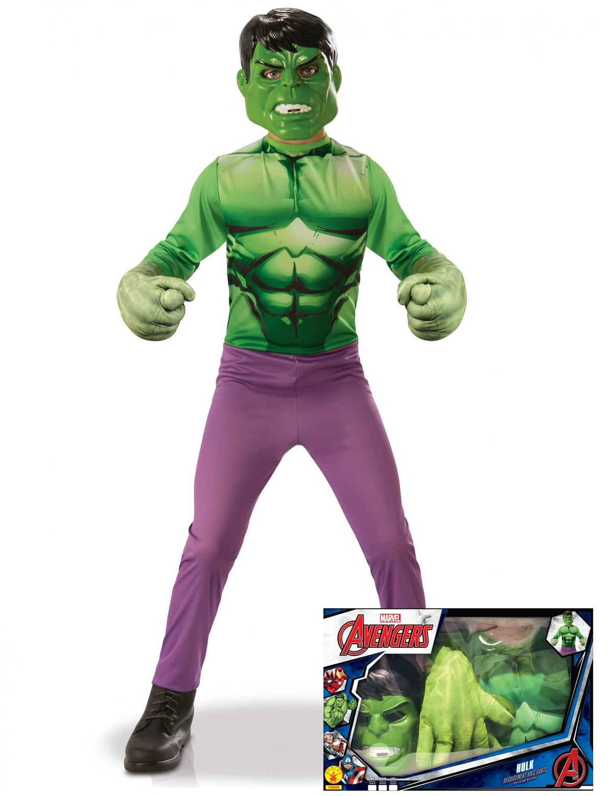 Klasická sada Hulk s obřími rukavicemi pro chlapec zelená a fialová