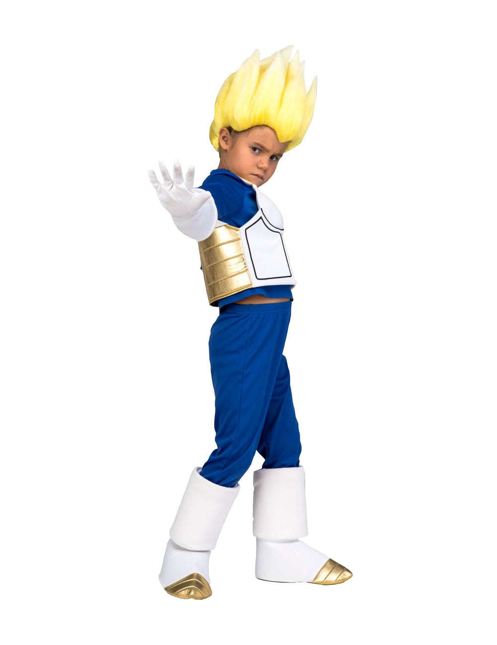 Boční pohled na kostýmní sadu Super Saiyan Vegeta Dragon Ball