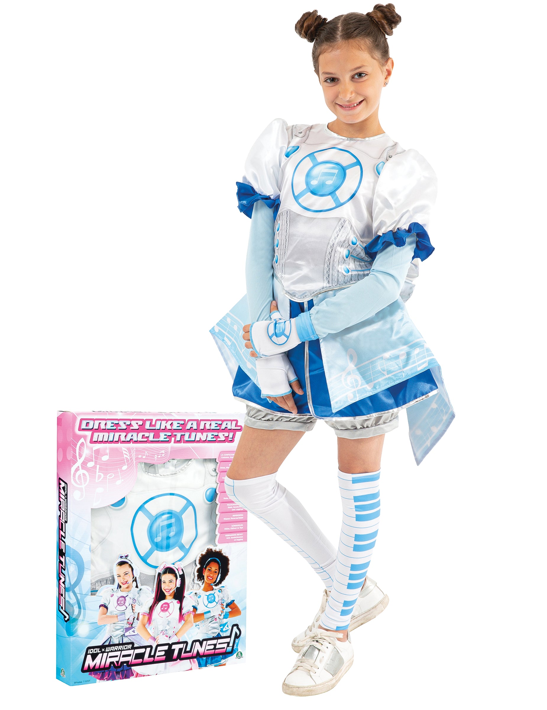 Luxus-Verkleidungsset Jasmine Miracle Tunes für Mädchen, blau und weiß