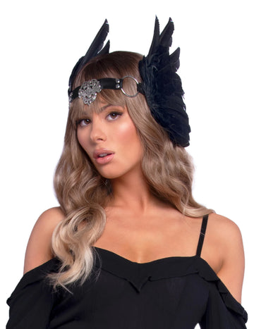 Luxusní čelenka s černými andělskými křídly pro dospělé