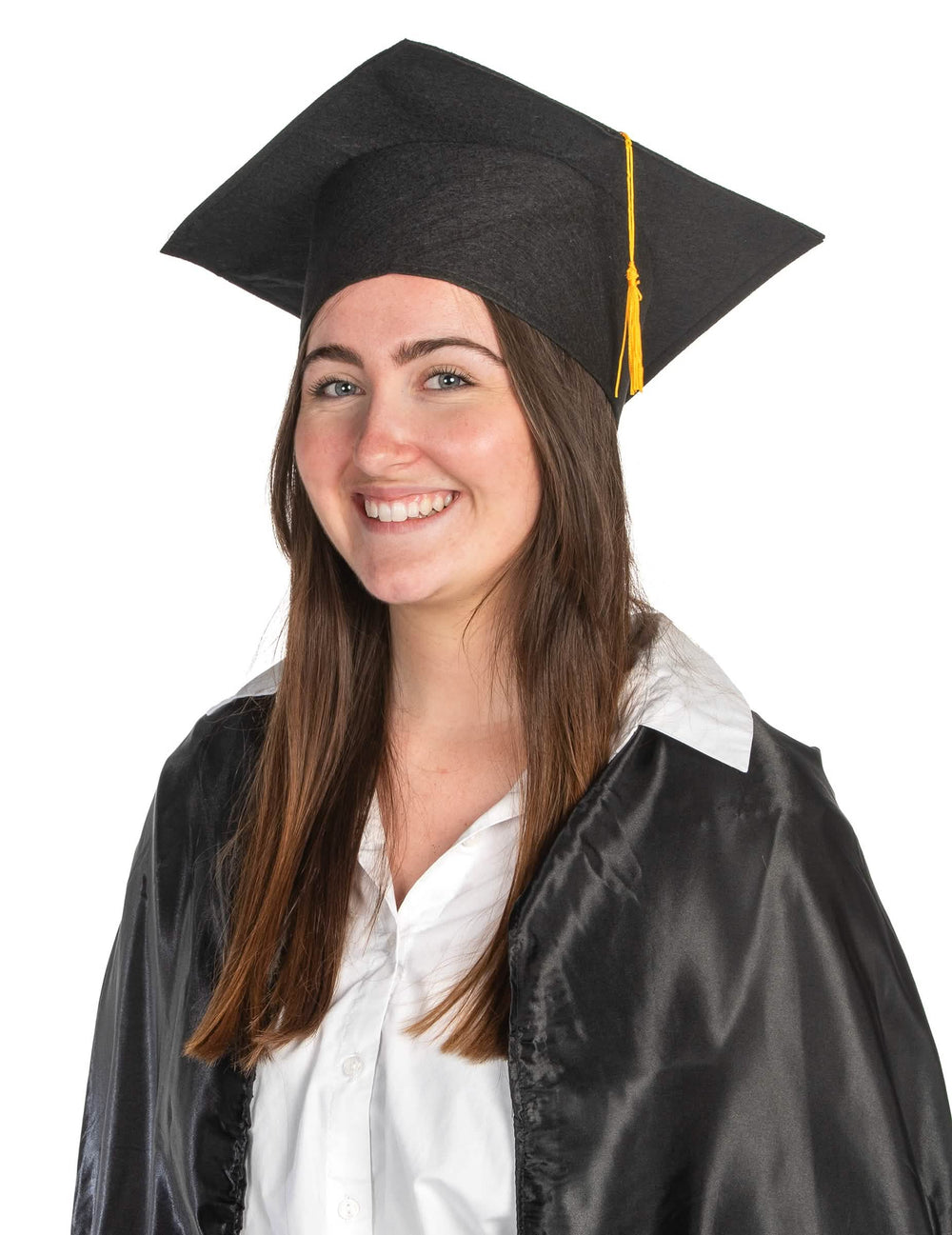 Studentská čepice pro dospělého černá se žlutým střapcem