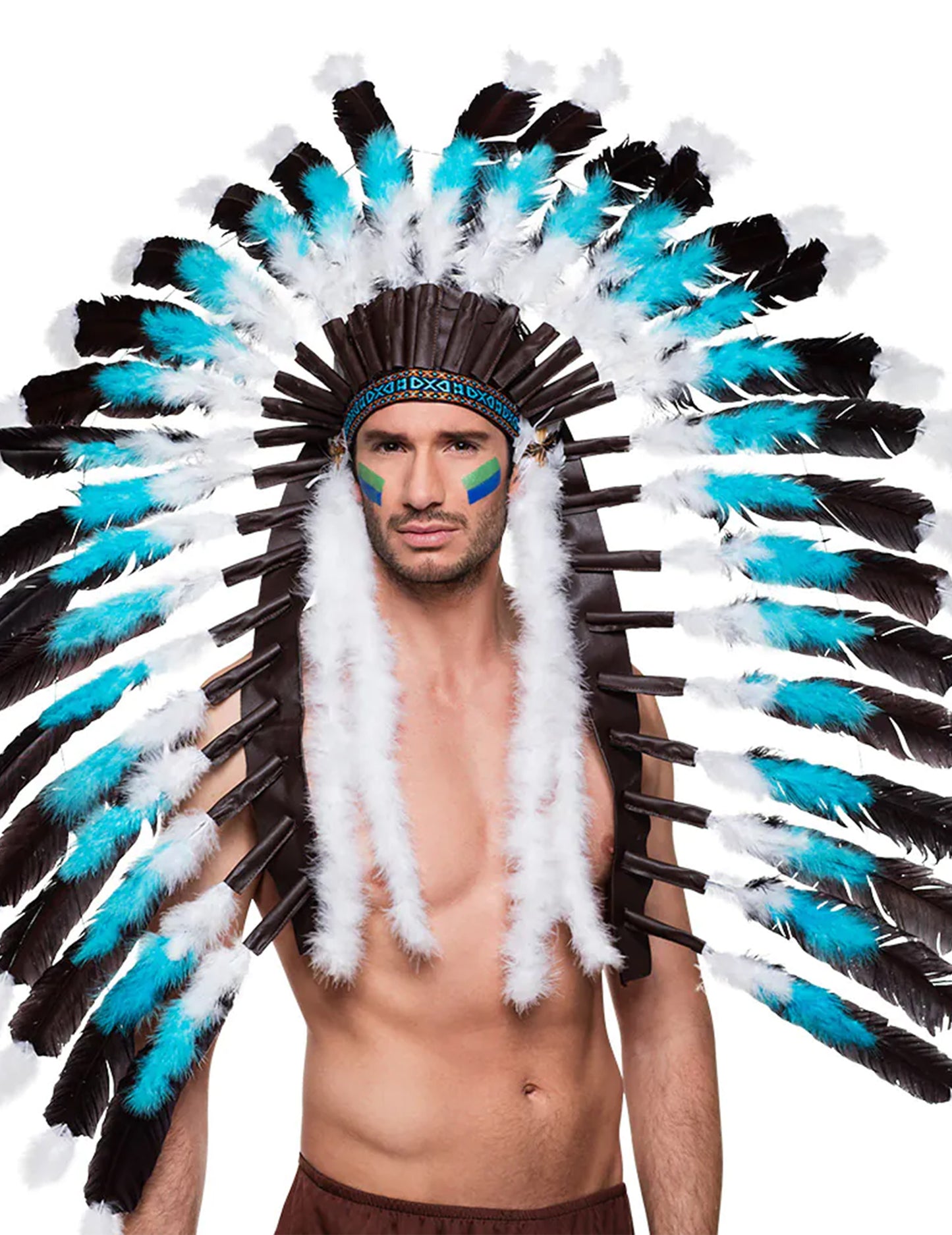 Modrá čelenka indiánského náčelníka pro dospělé