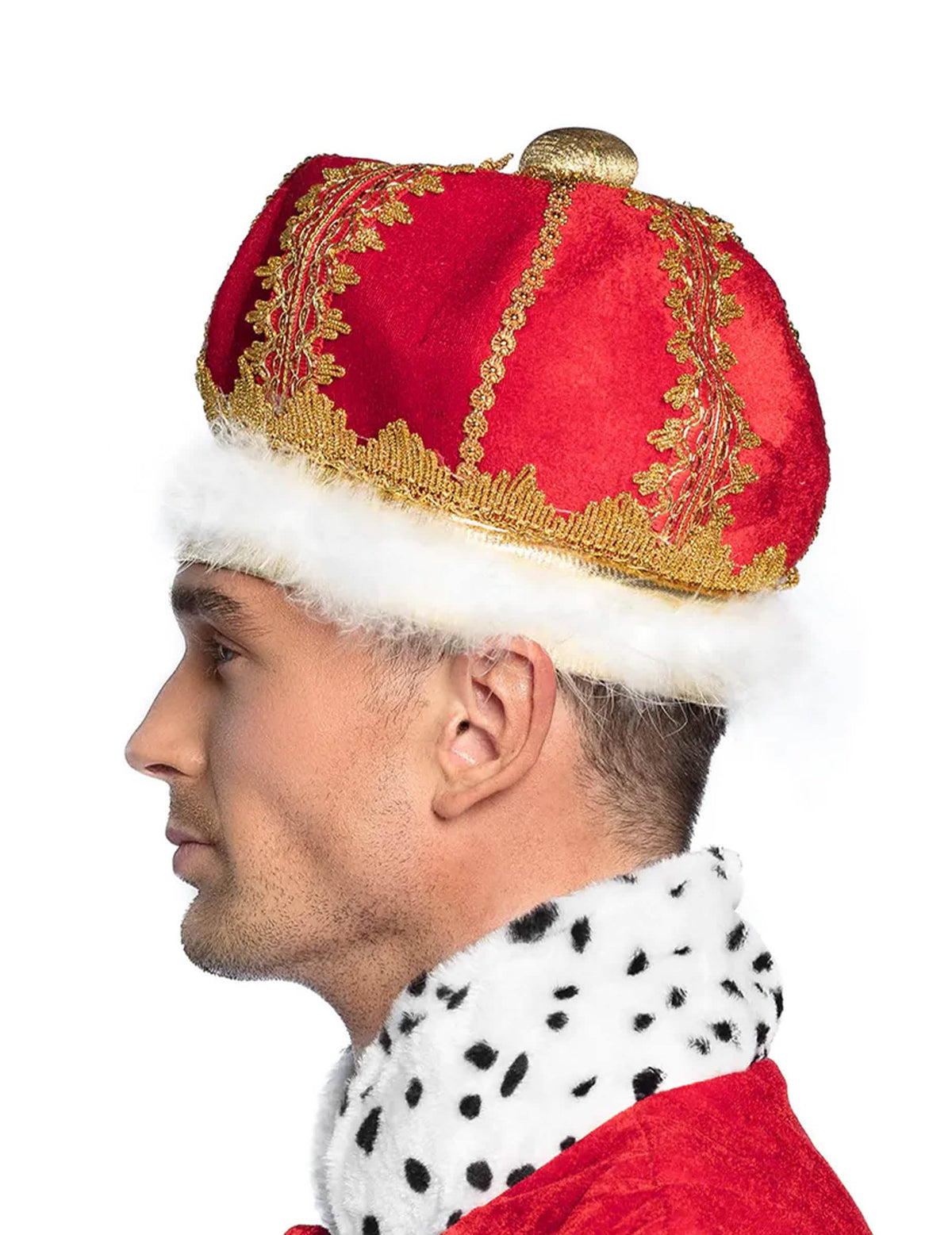Boční pohled na královskou pokrývku hlavy pro dospělého