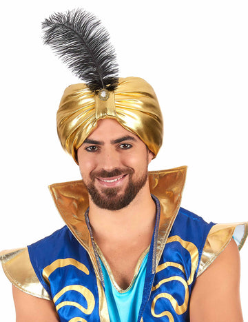 Zlatá sultánská čelenka s peřím pro dospělé