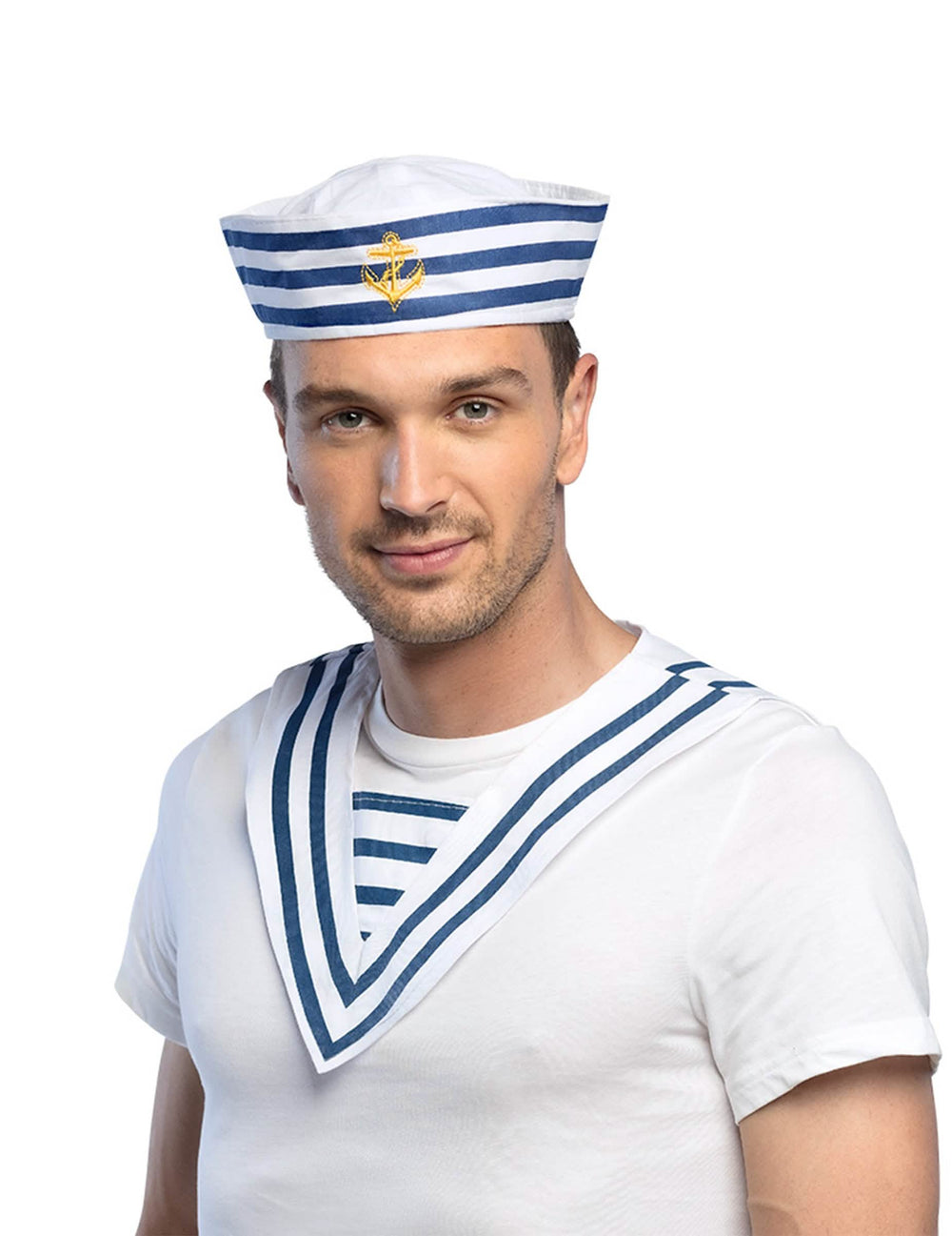 Námořnický límec pro dospělý bílá a modrá s pruhy