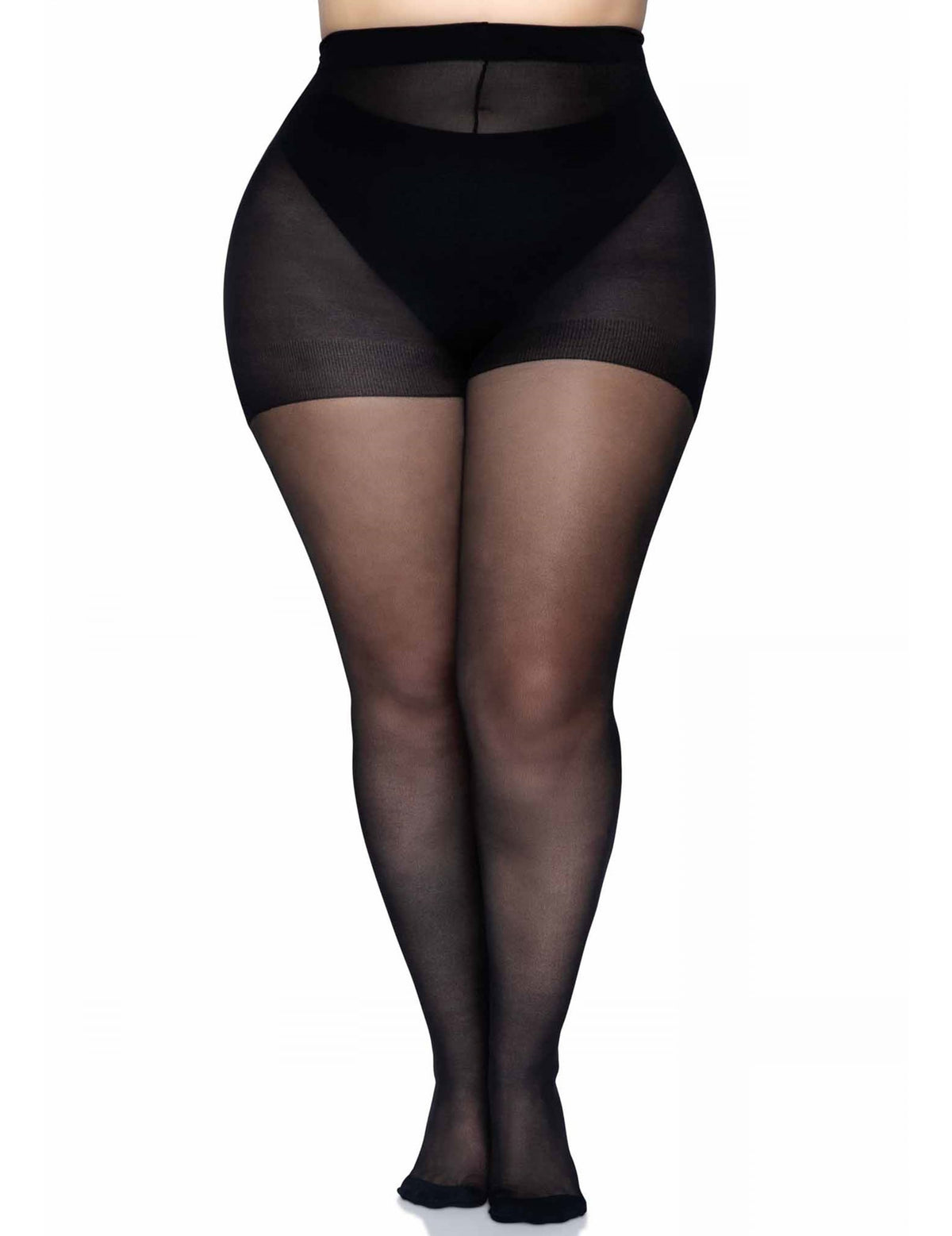 Détail du haut et de la culotte du collant couture pour femme