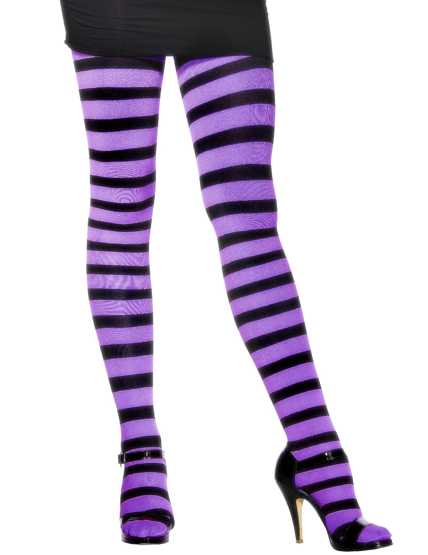 Dámské fialovo-černé pruhované punčocháče