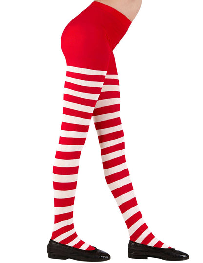 Dětské červenobílé pruhované punčocháče