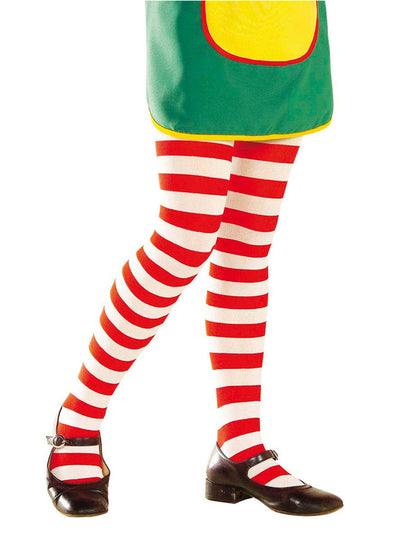 Dětské červenobílé pruhované punčocháče