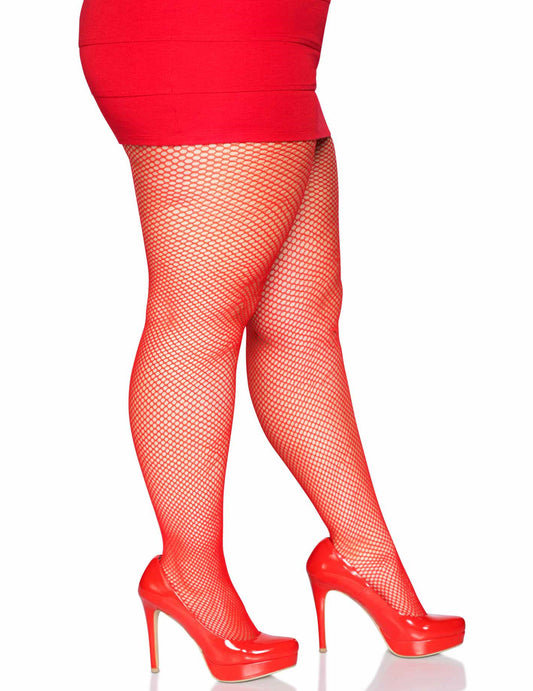 Collants résille rouge femme