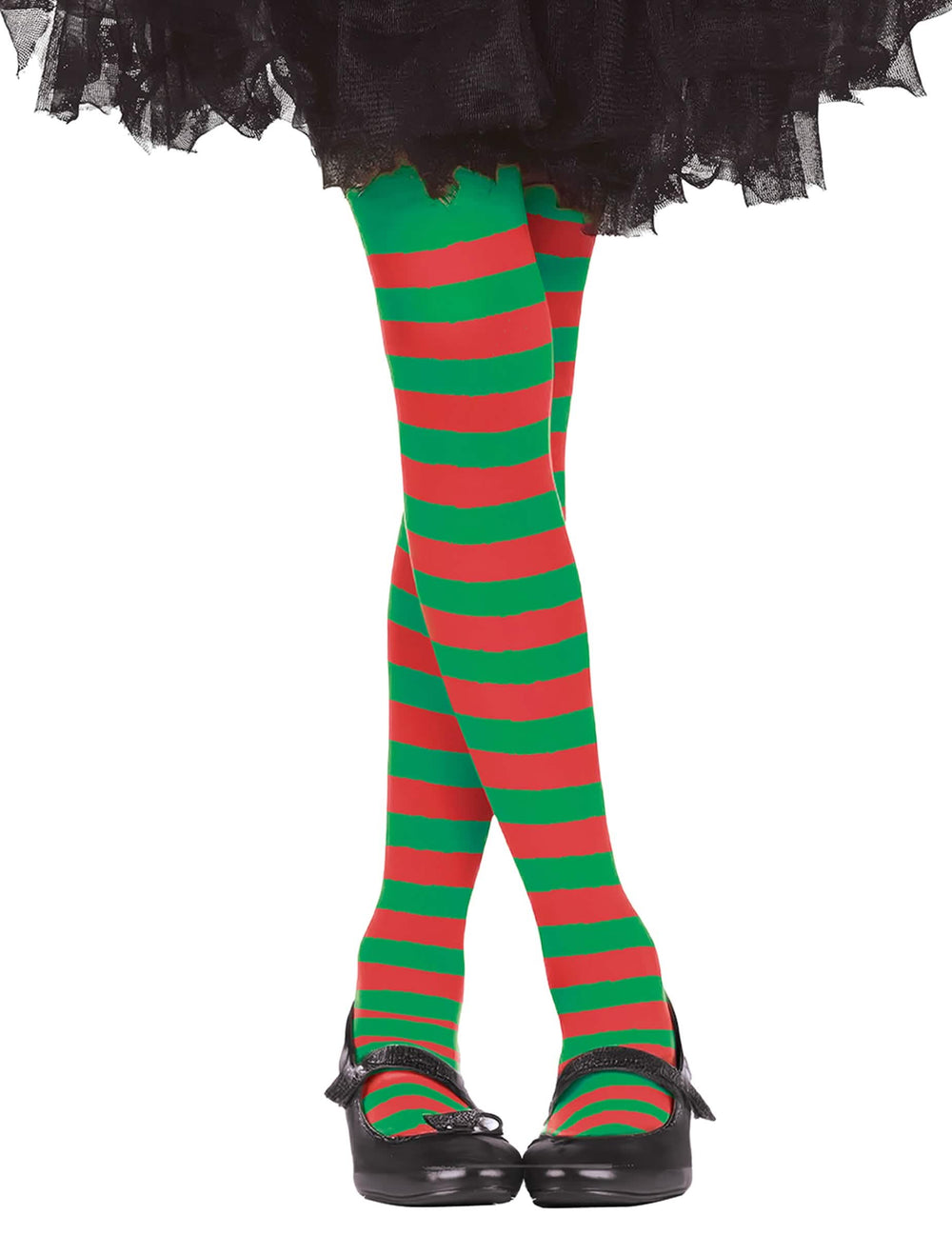 Collants rouge et vert pour enfant à rayures