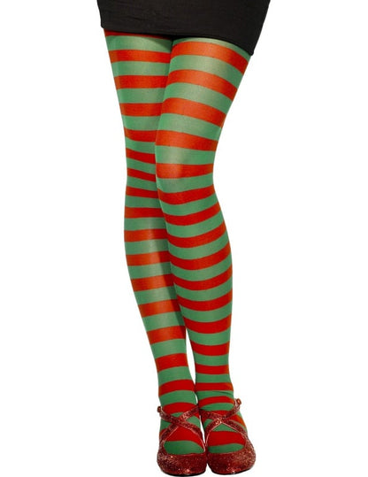 Gestreifte Wichtelstrumpfhose Weihnachten für Damen