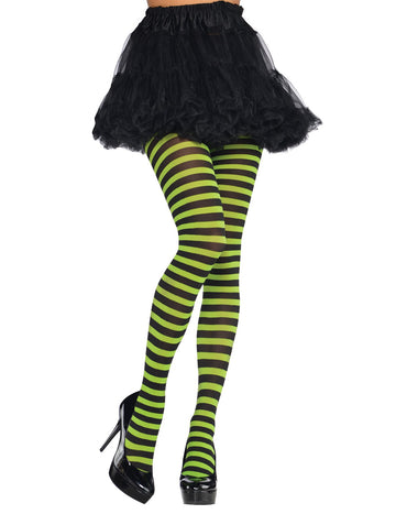 Dospělé zelené a černé pruhované punčocháče