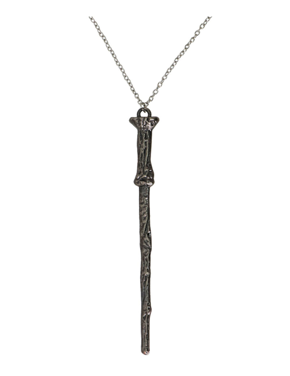 Collier baguette de sorcier pour adulte argenté vieilli