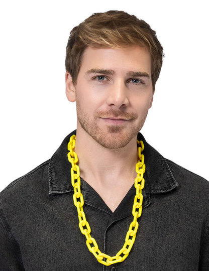 Náhrdelník s širokým neonově žlutým řetězem